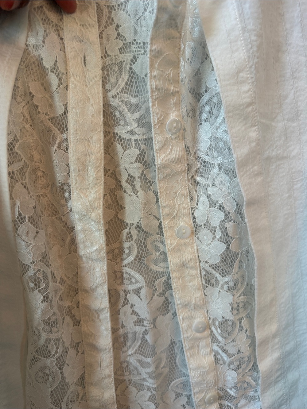KUOSE White Lace Button-Up Blouse - Picture 3 of 8